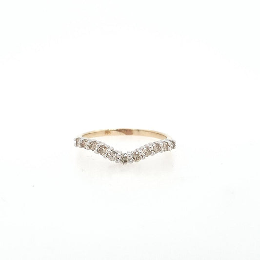 9ct Yellow and White Gold Diamond Curved Ring