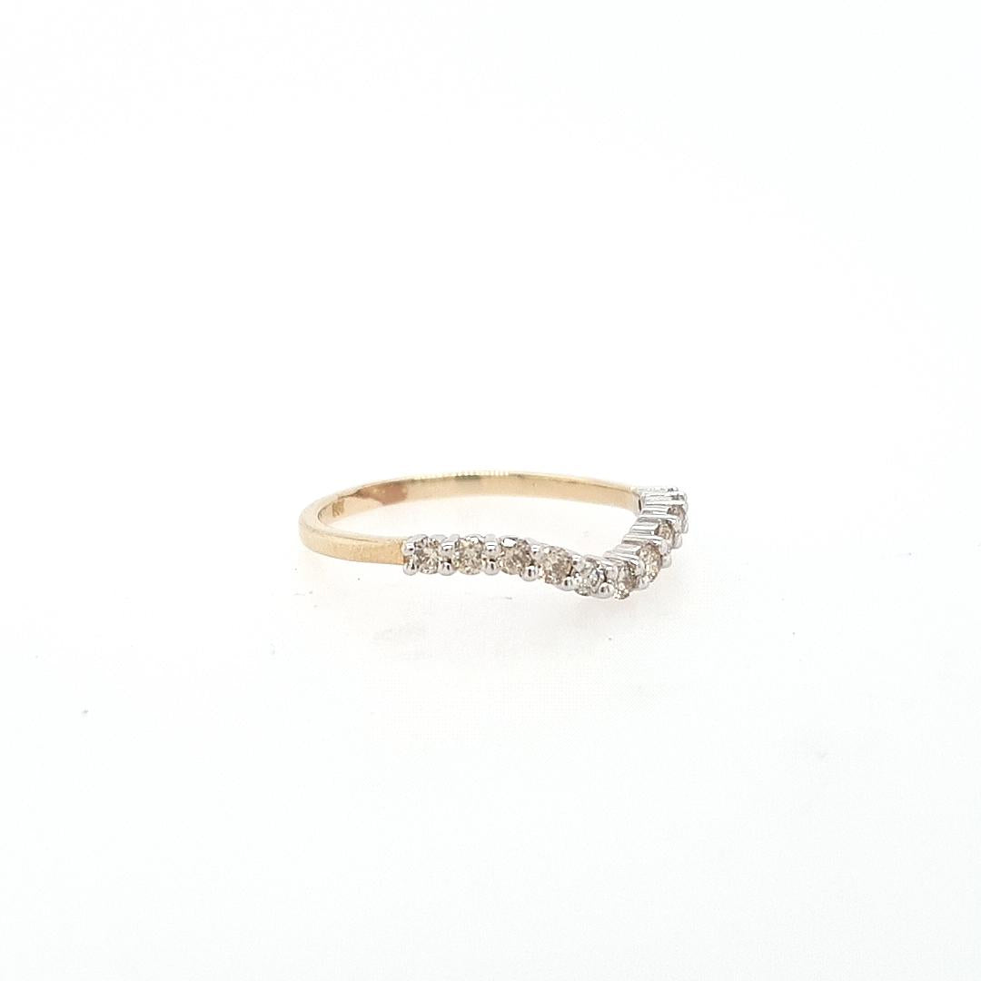 9ct Yellow and White Gold Diamond Curved Ring