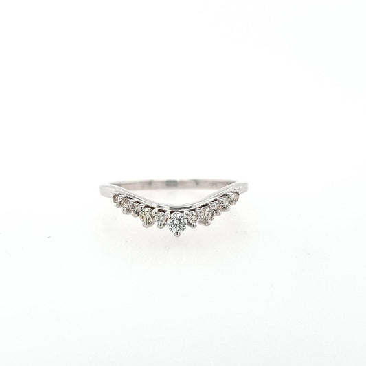 9ct White Gold Diamond Crown Curved Ring