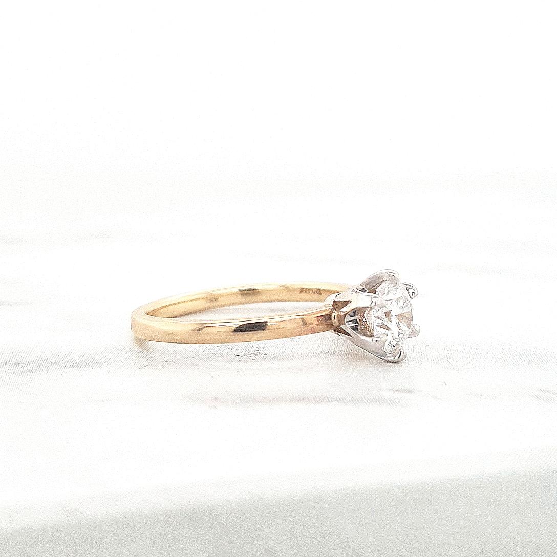 Lab Grown Diamond 9ct Yellow and White Gold 0.70ct Round Brilliant Cut 6 Claw Solitaire Ring