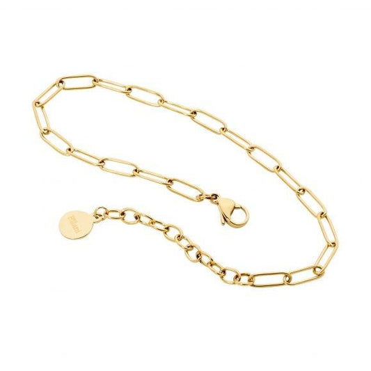Ellani Stainless Steel & IP Yellow Gold Plated Paperclip Chain Bracelet Bracelet Length: 17cm + 5cm Extender
