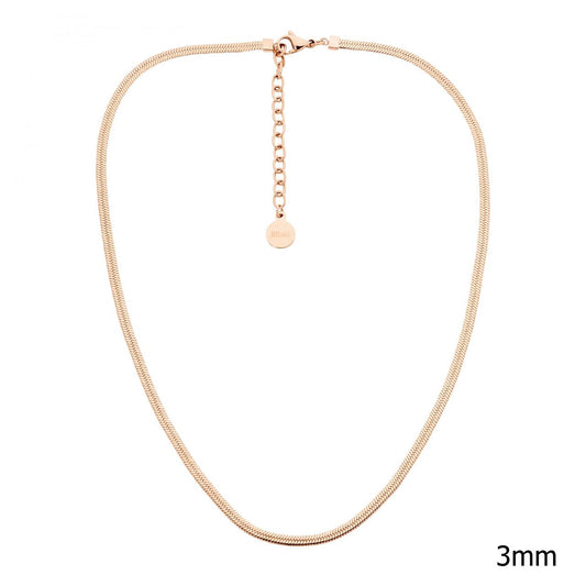 Ellani Stainless Steel & IP Rose Gold Plated 3mm Herringbone Chain