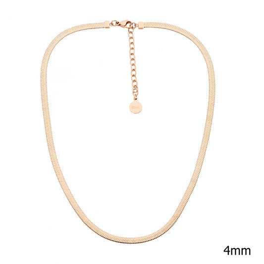 Ellani Stainless Steel & IP Rose Gold Plated 4mm Herringbone Chain