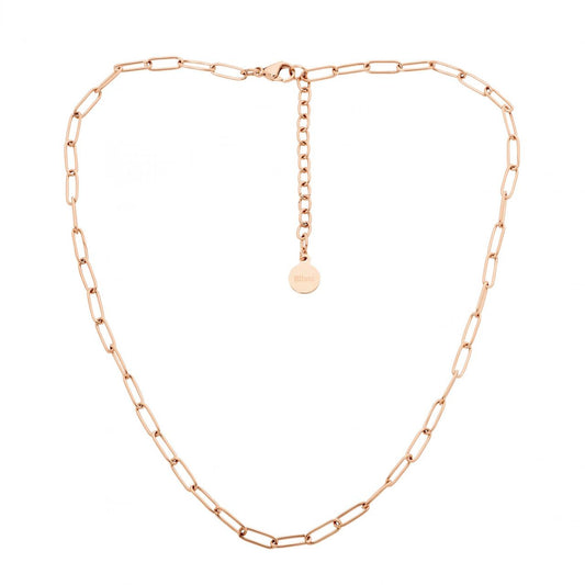 Ellani Stainless Steel & IP Rose Gold Plated Paperclip Chain