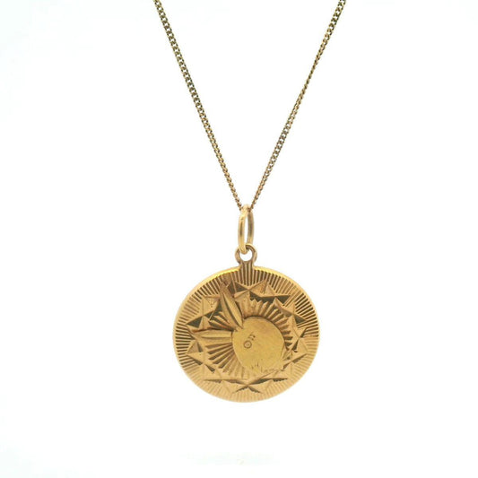 Estate 14ct Yellow Gold Rabbit Faceted Circle Pendant