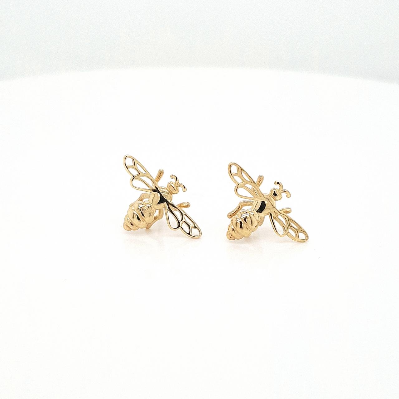 9ct Yellow Gold Bee Stud Earrings