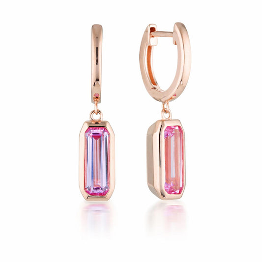 Georgini Rose Gold Plated Emilio Pink Sapphire Drop Earrings