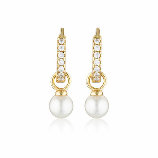 Georgini Gold Plated red Carpet Baby Pearl Hoop Earrings