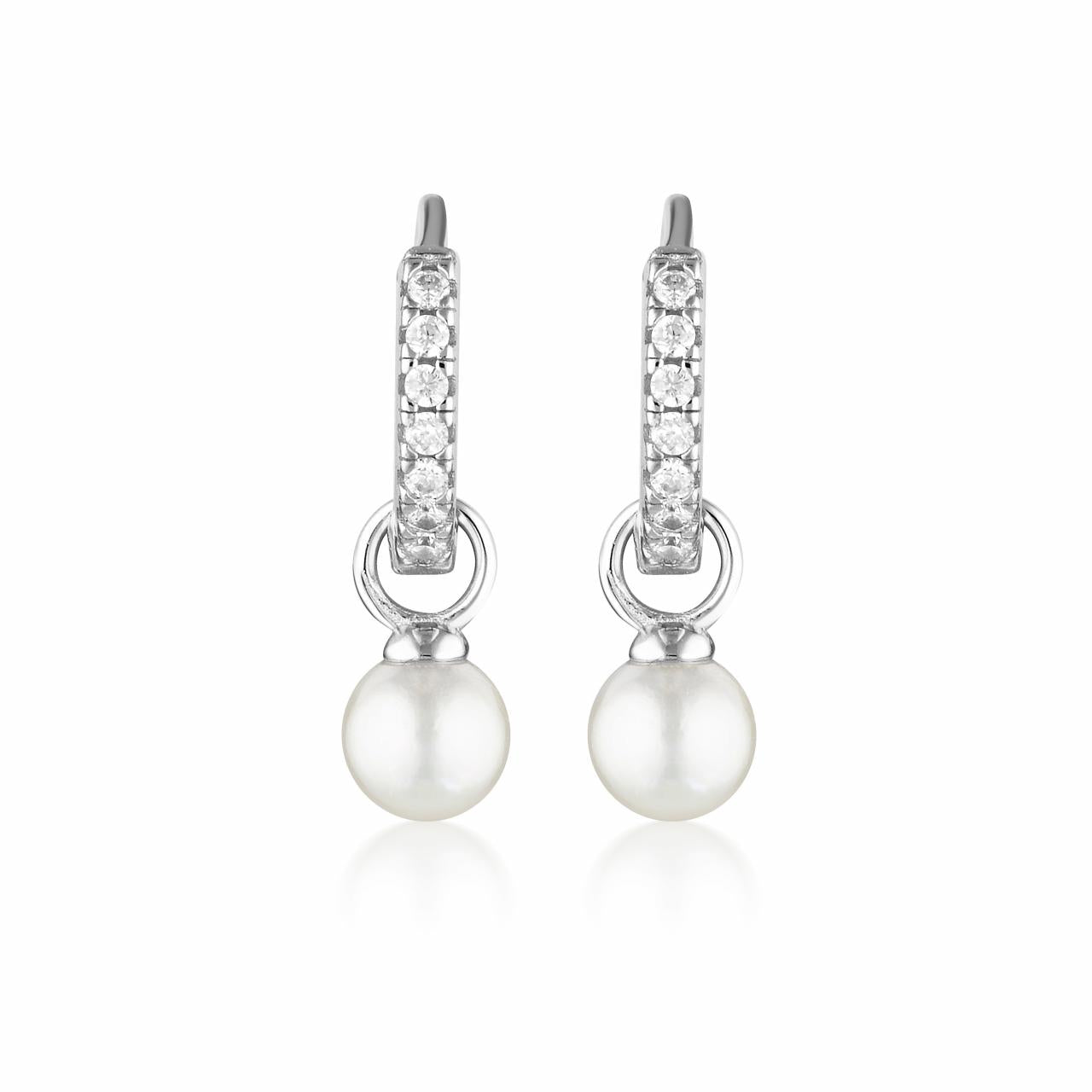 Georgini Sterling Silver Red Carpet Baby Pearl Hoop Earrings