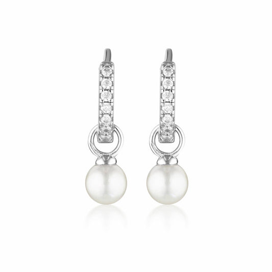 Georgini Sterling Silver Red Carpet Baby Pearl Hoop Earrings