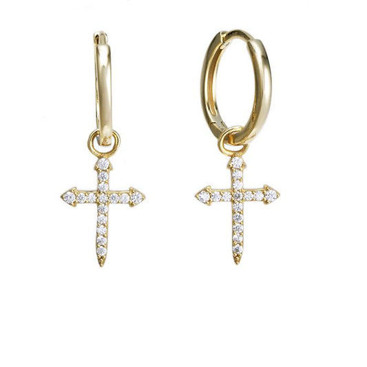 Georgini Gold Plated "A Christmas Journey" Cross Hoop Earrings