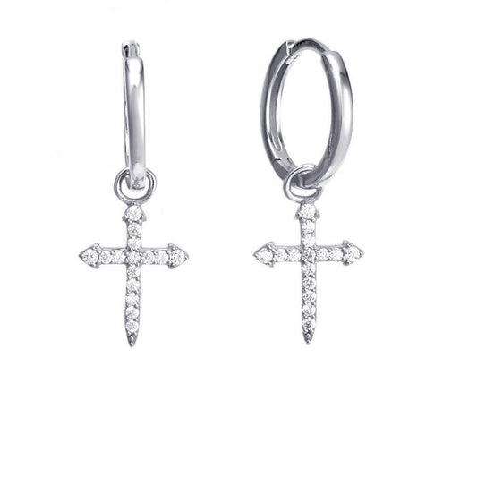 Georgini Sterling Silver "A Christmas Journey" Cross Hoop Earrings