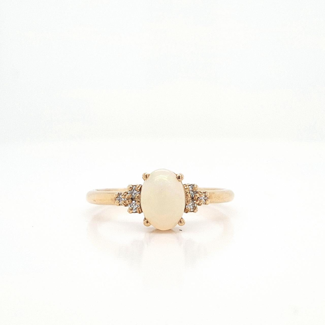 Opal & Diamond 9ct Yellow Gold Ring