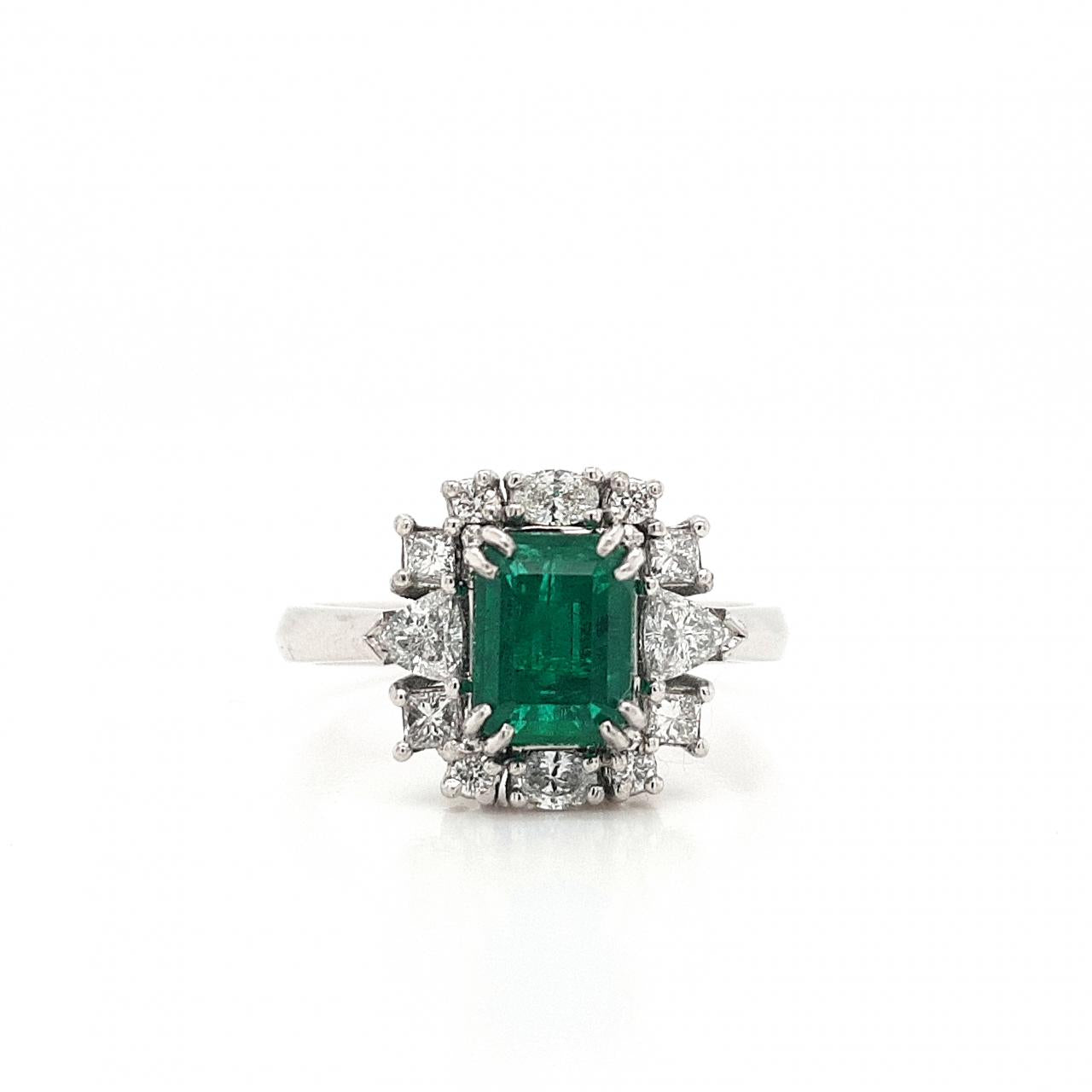 Emerald & Diamond Platinum Diamond & Emerald Dress Ring