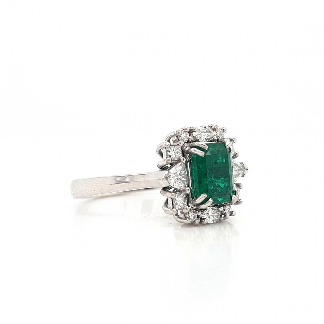 Emerald & Diamond Platinum Diamond & Emerald Dress Ring