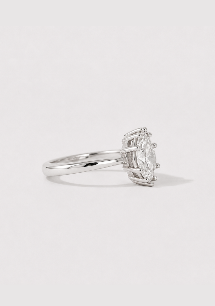 18ct White Gold Marquise Lab Grown 1.01ct Diamond Ring