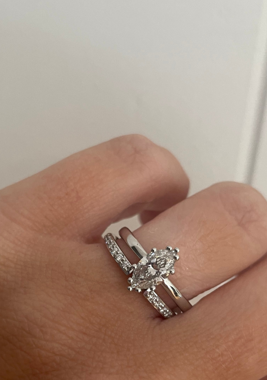 18ct White Gold Marquise Lab Grown 1.01ct Diamond Ring