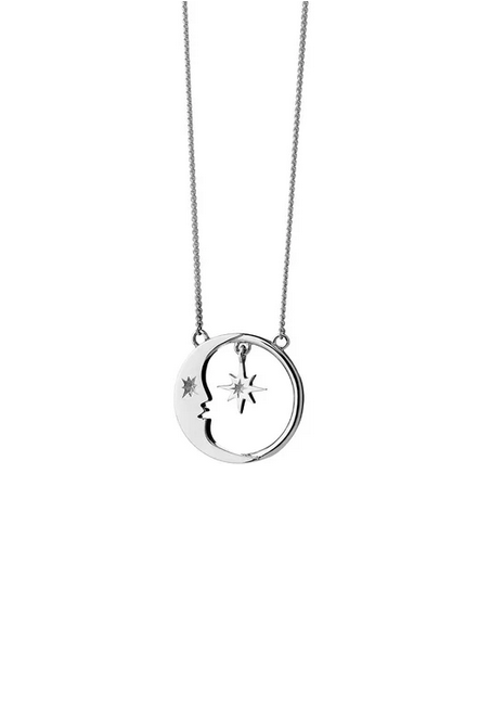 Karen Walker Sterling Silver Eclipse Moon and Star Necklace