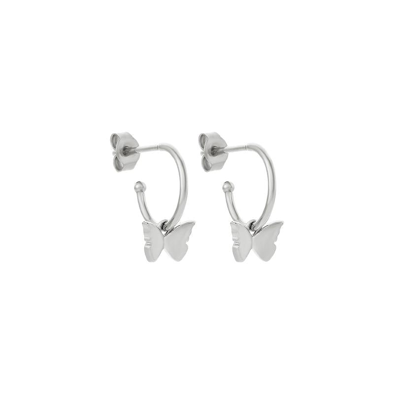 Karen Walker Sterling Silver Butterfly Hoop Earrings