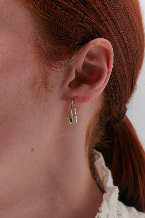 Karen Walker Sterling Silver Butterfly Hoop Earrings