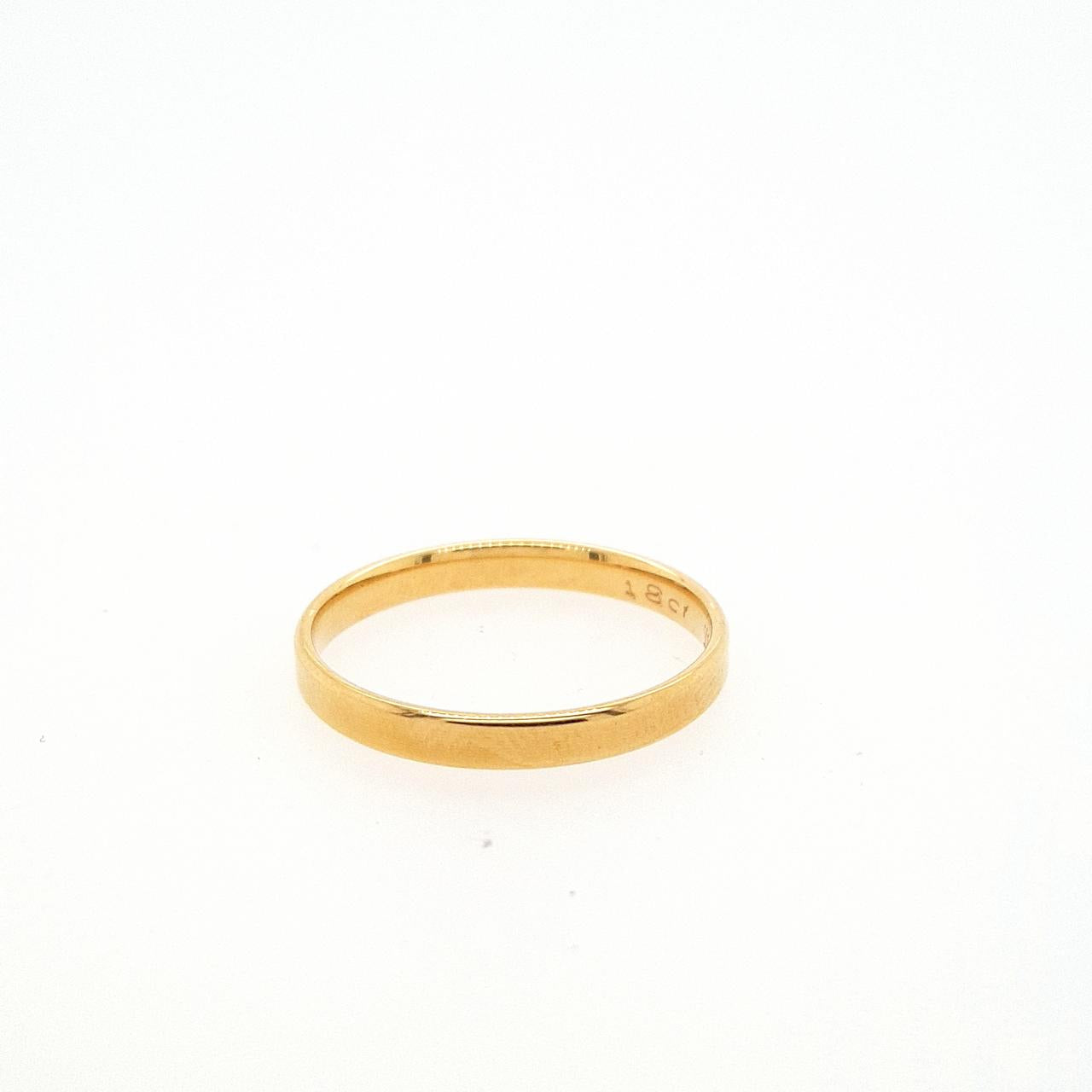 Estate 18ct Yellow Gold 2.50mm Wide Plain Flat Profile Ring