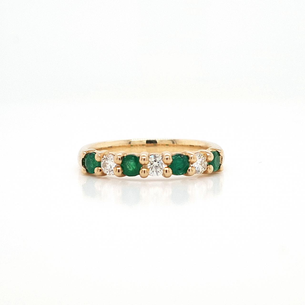 Emerald & Diamond 9ct Yellow Gold Emerald & Diamond Ring