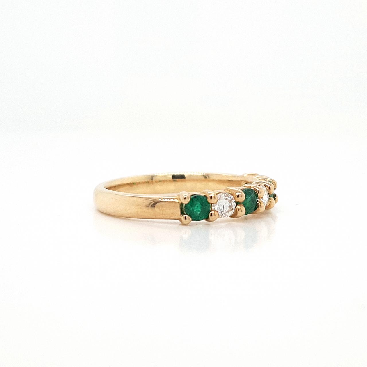 Emerald & Diamond 9ct Yellow Gold Emerald & Diamond Ring