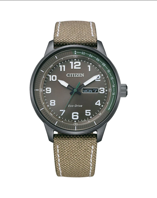 Citizen Gents Eco-Drive Green Dial, Nylon Strap 100m WR Watch
