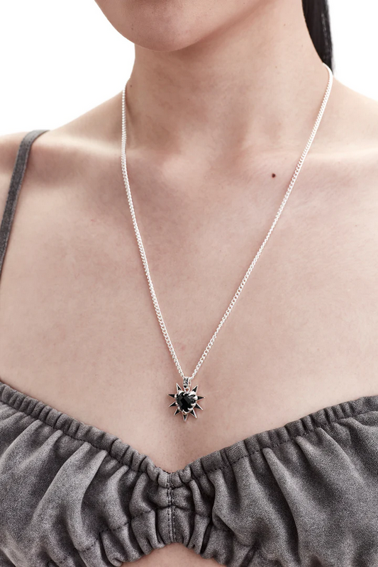 Stolen Girlfriends Club Sterling Silver Rebellious Heart Necklace with Onyx