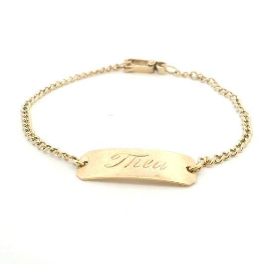 9ct Yellow Gold Curb Link ID Bracelet "Thea"