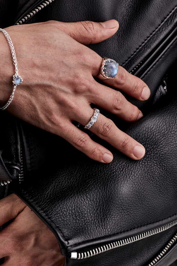 Stolen Girlfriends Club Sterling Silver Moonstone Halo Cluster Ring