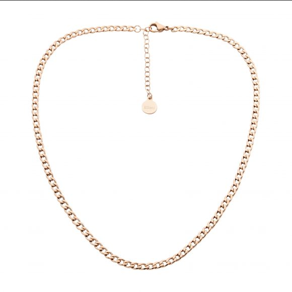 Ellani Stainless Steel and IP Rose Gold Plated Curb Chain Necklace Necklace Length: 45cm