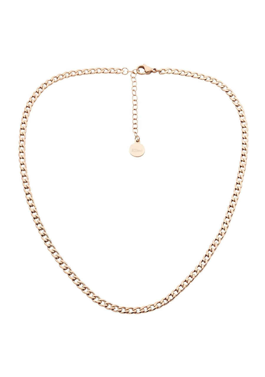 Ellani Stainless Steel and IP Rose Gold Plated Curb Chain Necklace