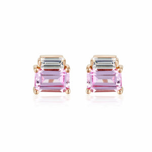 Georgini Rose Plated Emilio Pink Sapphire Double Baguette Earrings