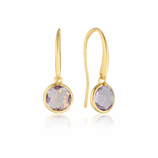 Georgini Gold Plated Lucent Amethyst Small Hook Earrings