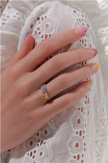 Karen Walker Sterling Silver Cubist Ring Finger Size M