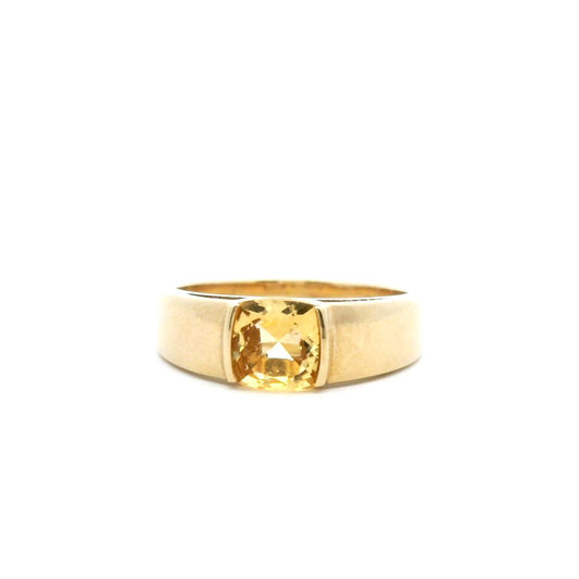 Citrine 9k Yellow Gold Semi Bezel Ring