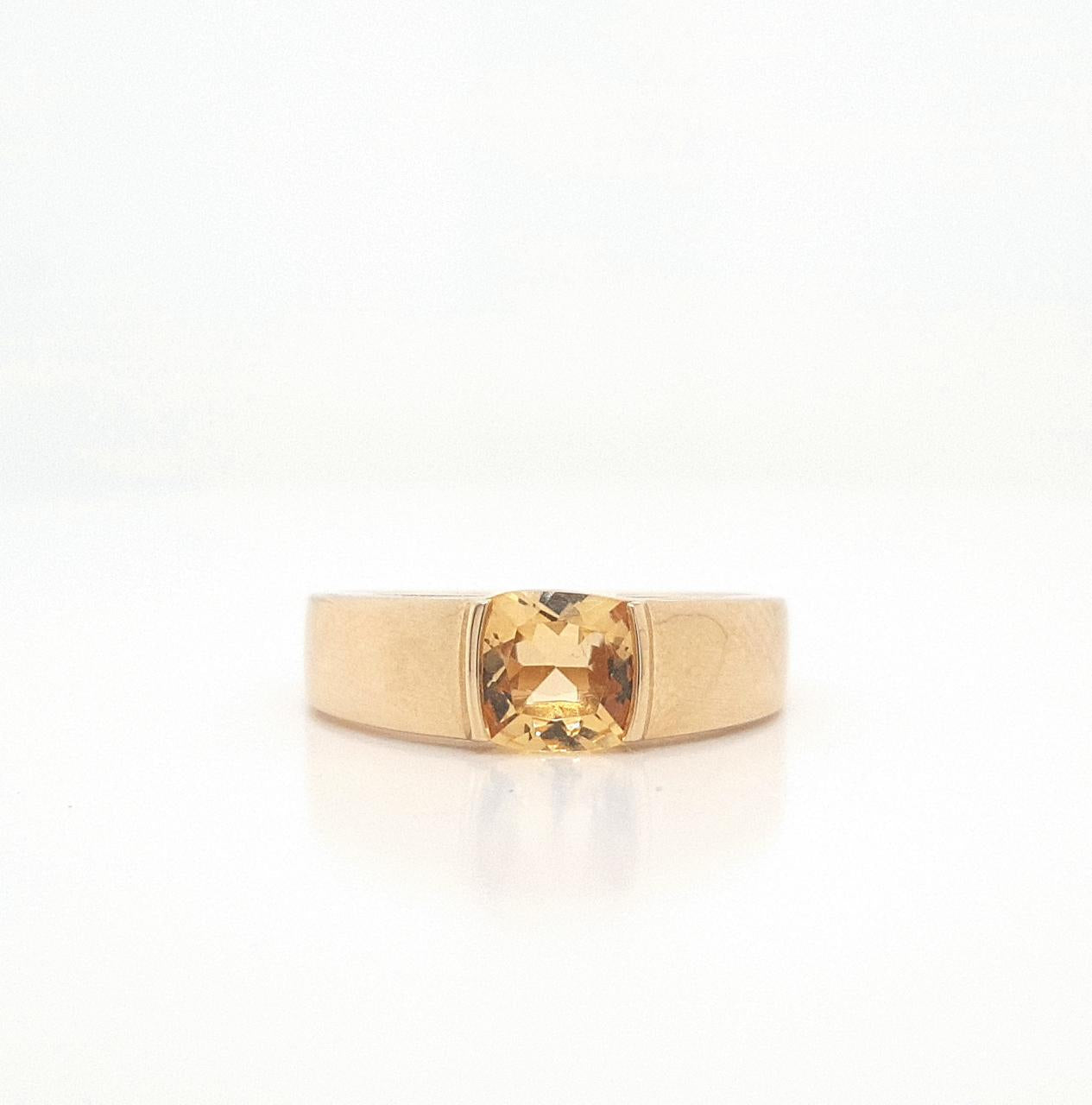 Citrine 9k Yellow Gold Semi Bezel Ring
