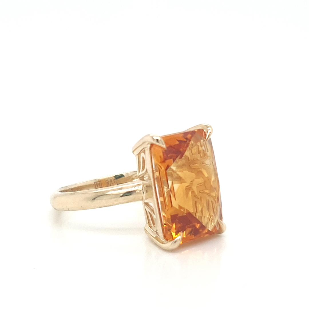 Citrine 9k Yellow Gold Solitaire Ring