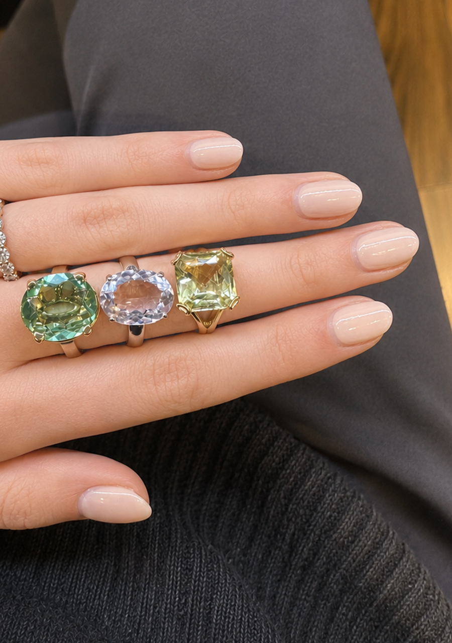 Lemon Quartz 9ct Yellow Gold Split Band Ring