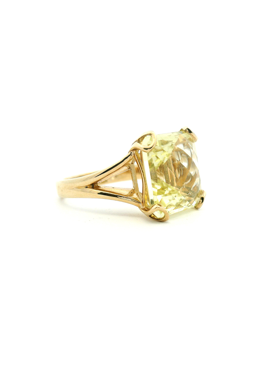 Lemon Quartz 9ct Yellow Gold Split Band Ring