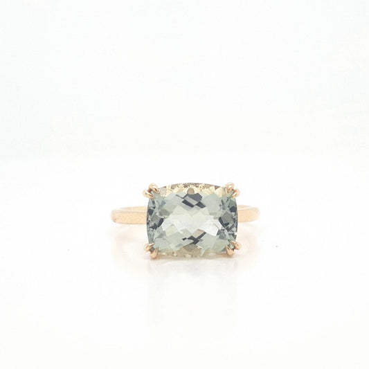 Green Amethyst 9k Yellow Gold East West Ring