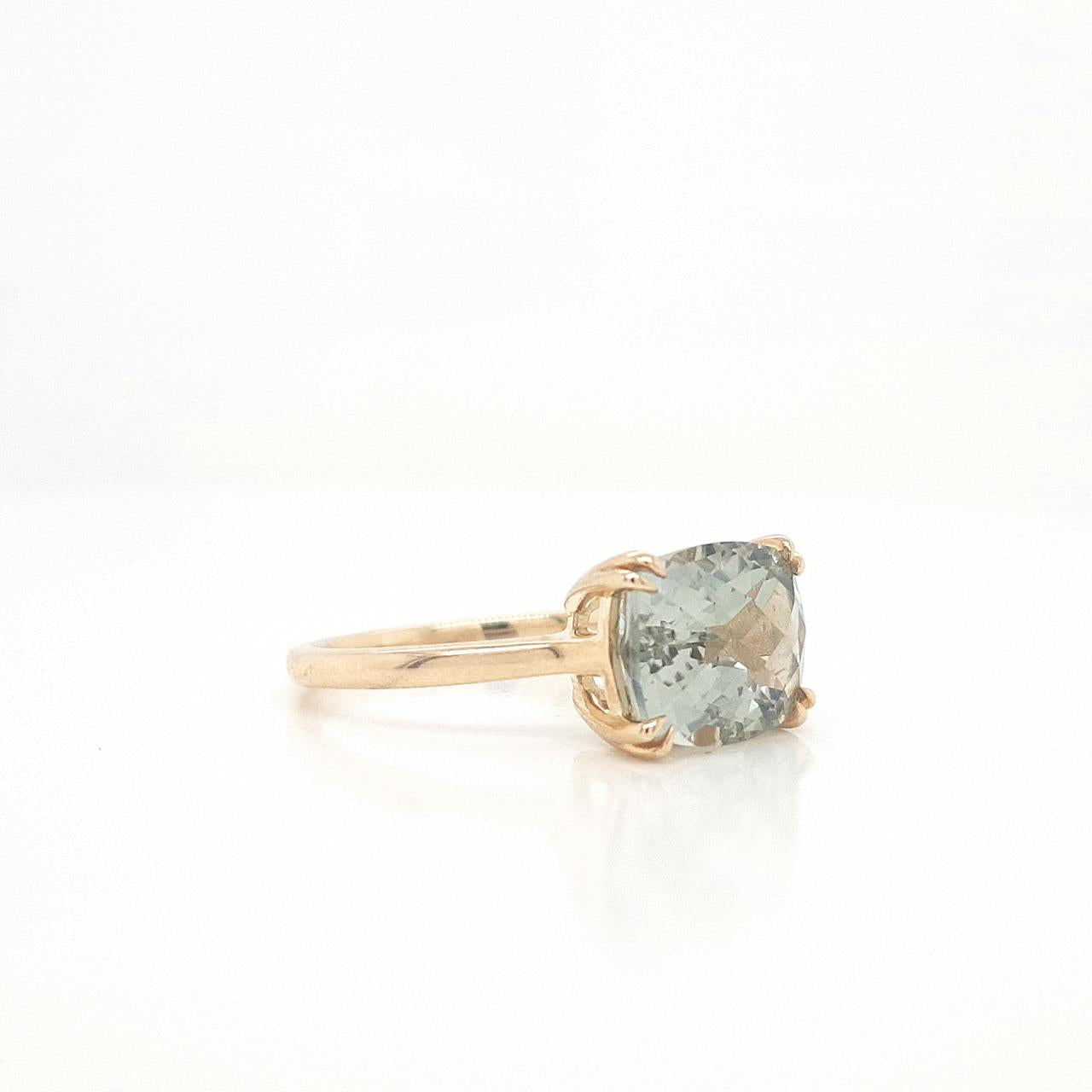 Green Amethyst 9k Yellow Gold East West Ring