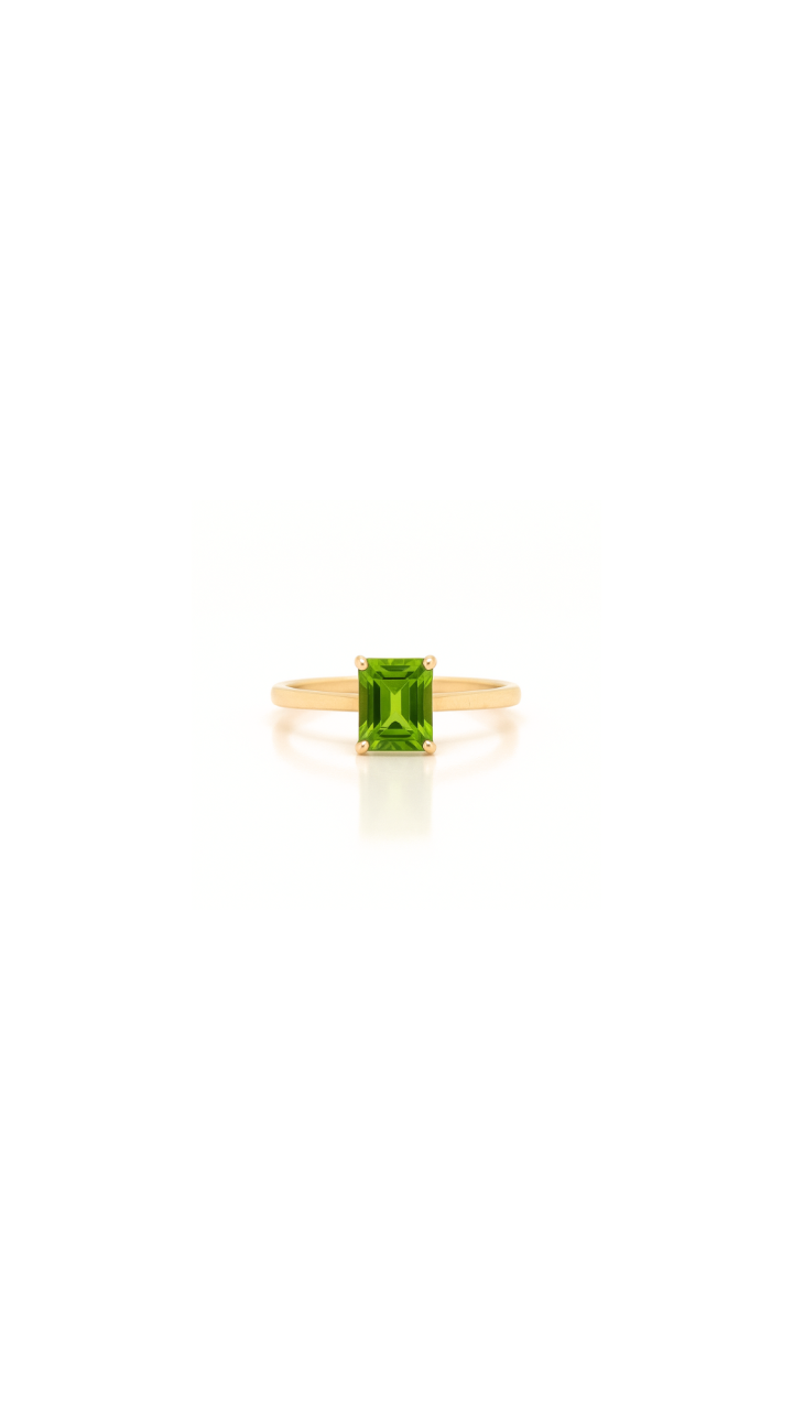 Peridot Solitaire Ring in 9ct Yellow Gold