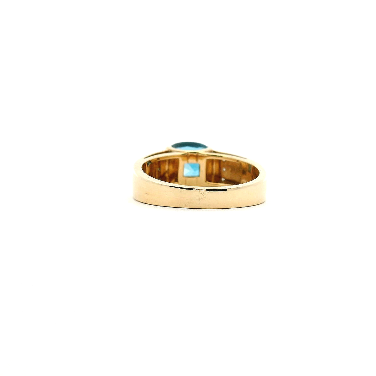 London Blue Topaz & Diamond 9k Yellow Gold Semi Bezel Set Ring