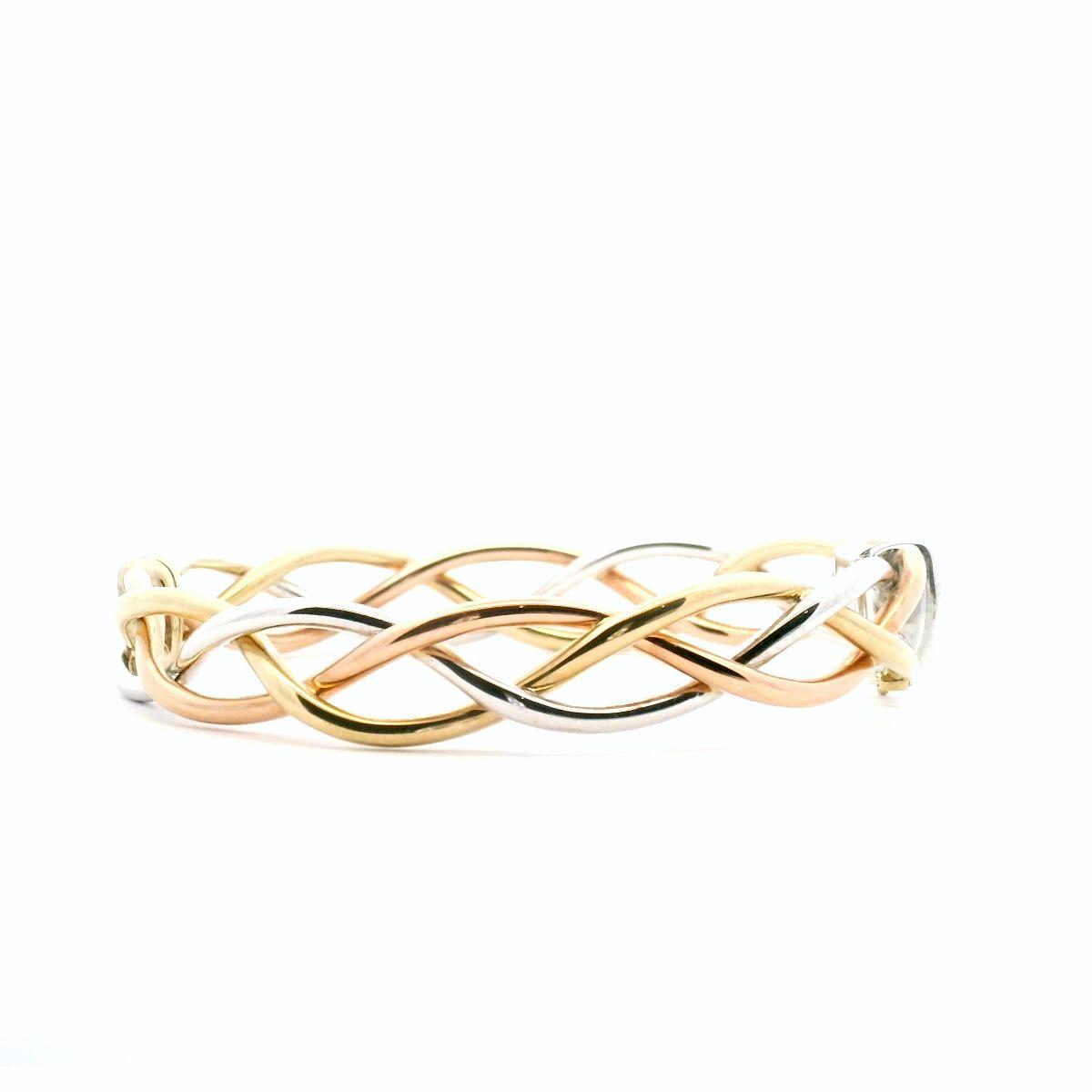 9ct Tri Tone Hollow Plated Hinged Bangle