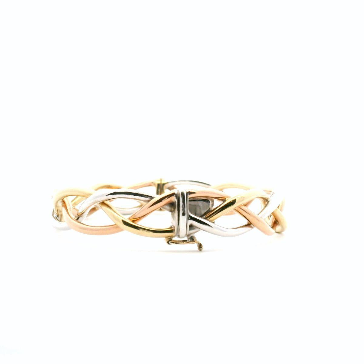 9ct Tri Tone Hollow Plated Hinged Bangle