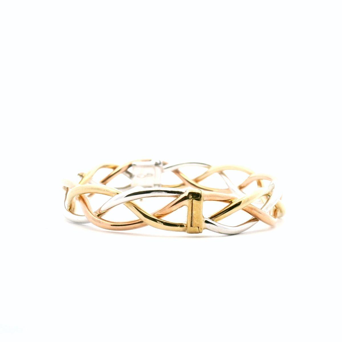 9ct Tri Tone Hollow Plated Hinged Bangle