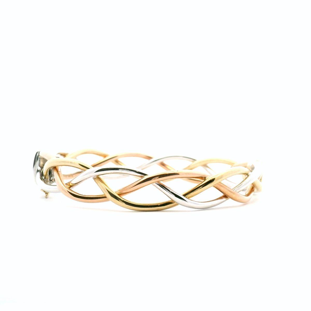 9ct Tri Tone Hollow Plated Hinged Bangle