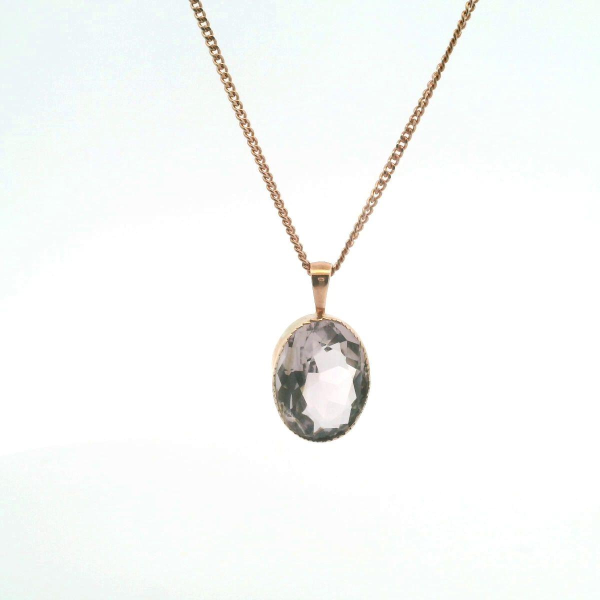 9ct Rose Gold Oval Amethyst Pendant